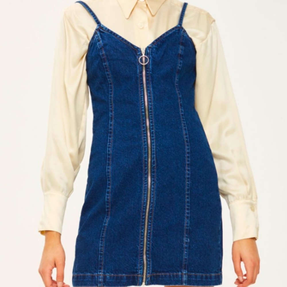 Topshop Zip Denim Dress
